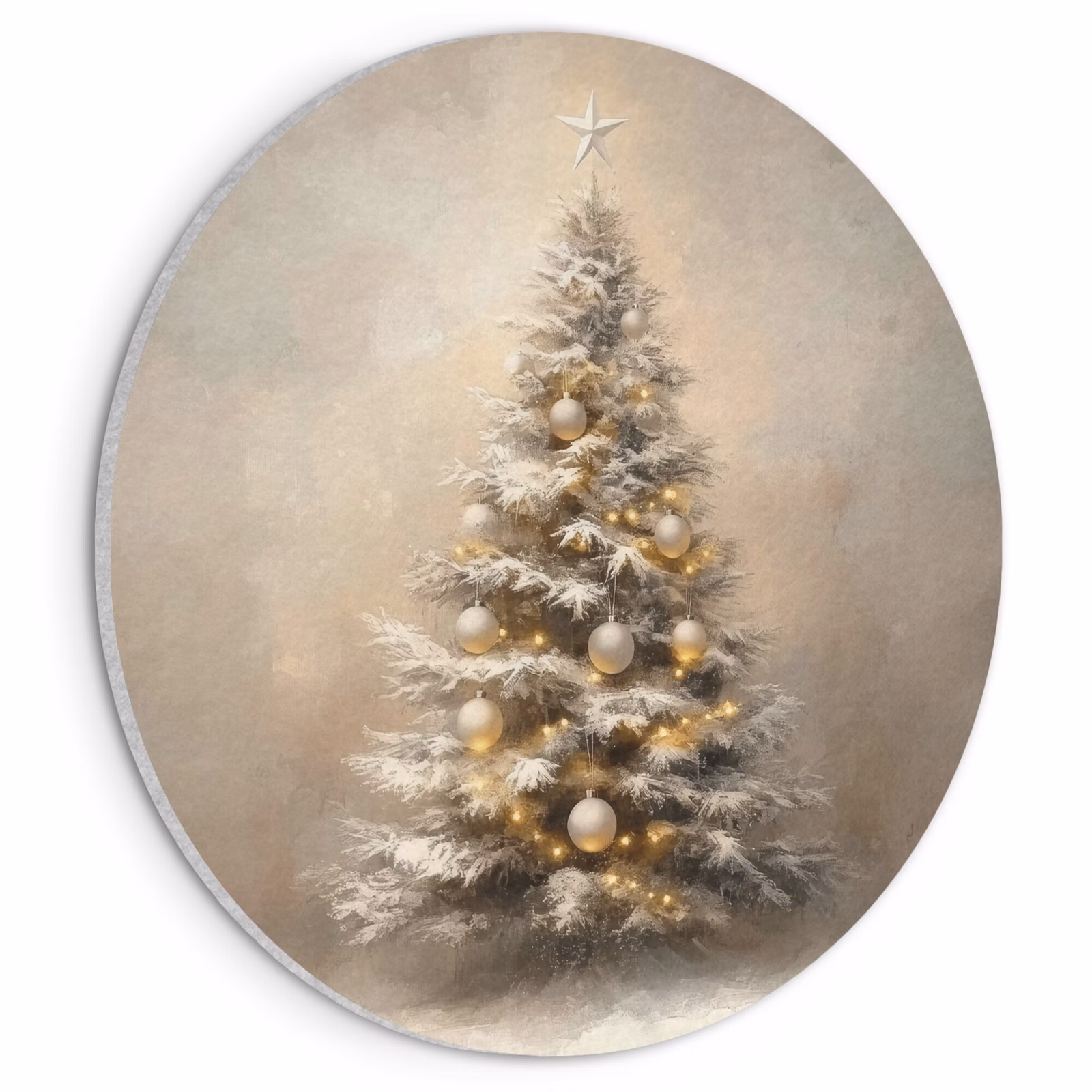 Akoestisch schilderij rond - Kerst - kerstboom - Sneeuw - Art — 1