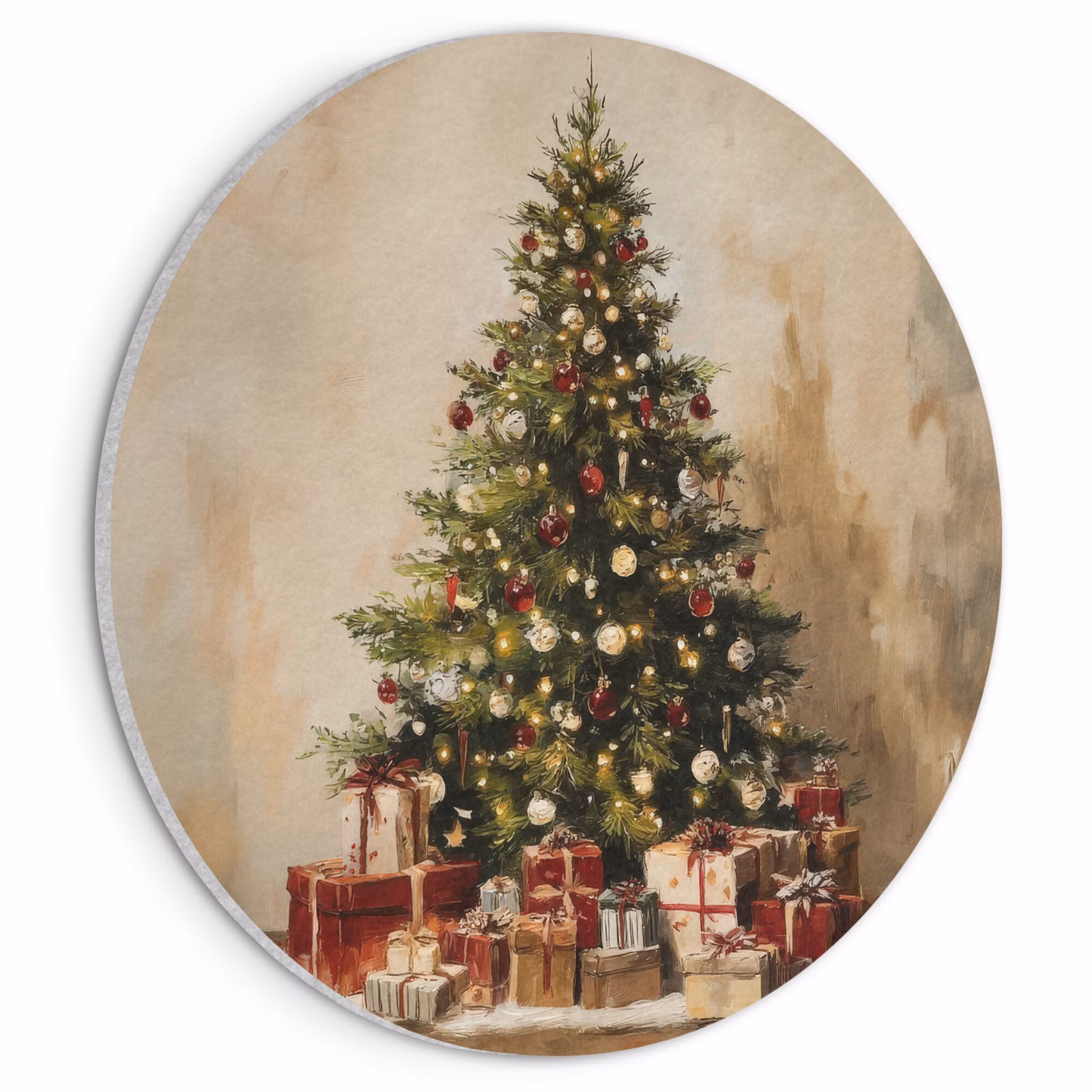 Akoestisch schilderij rond - Kerstboom - Versierd - Kleurrijk — 1
