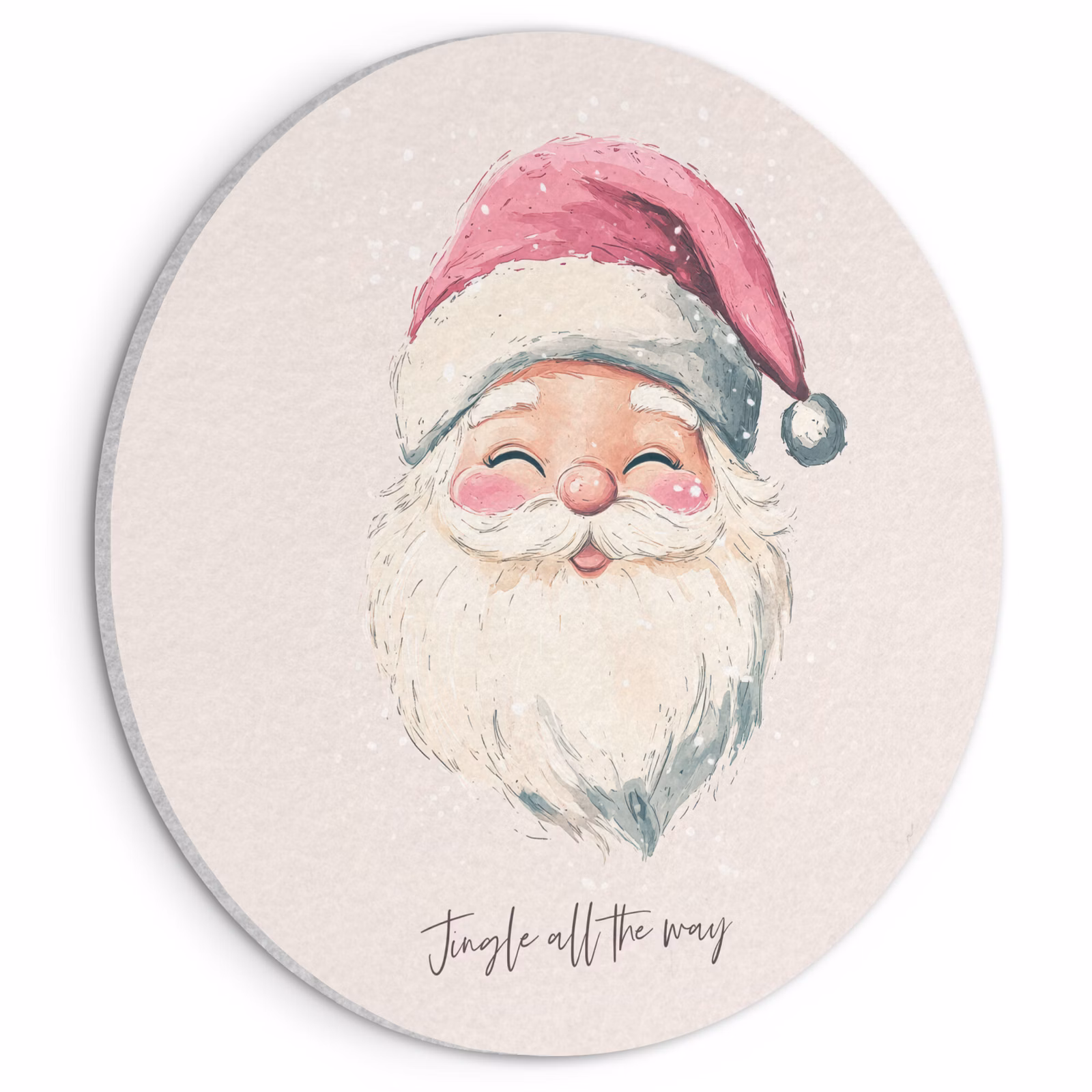 Akoestisch schilderij rond - Kerstman - Kerst - Quote - Beige — 1