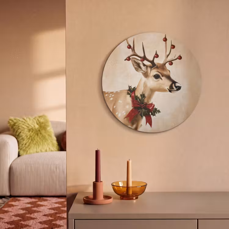 Akoestisch schilderij rond - Gewei - Kerst - Rendier - Rood — 3