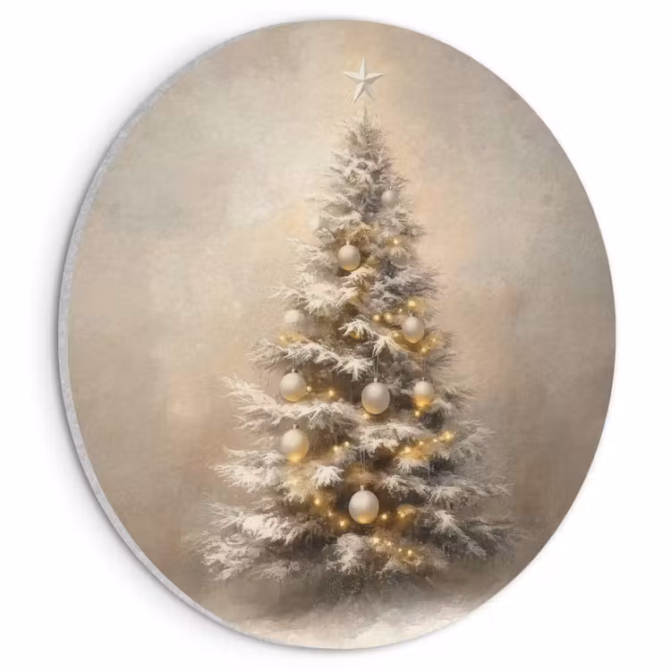 Akoestisch schilderij rond - Kerst - kerstboom - Sneeuw - Art — 1