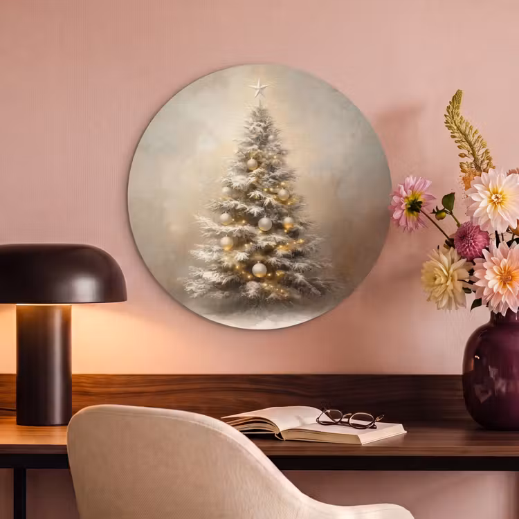 Akoestisch schilderij rond - Kerst - kerstboom - Sneeuw - Art — 2