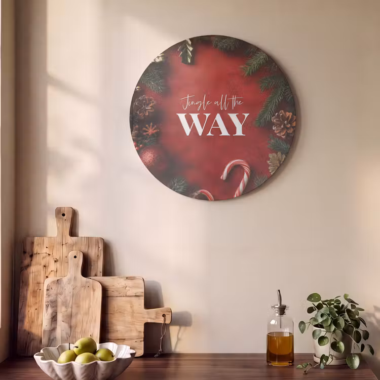Akoestisch schilderij rond - Kerst - Quote - Rood - Kerstballen — 4