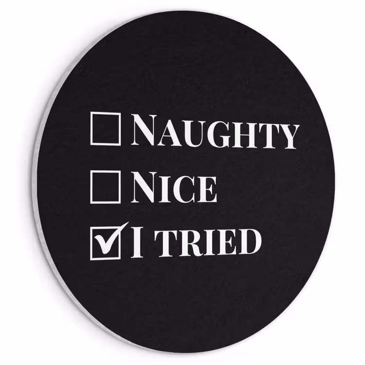 Akoestisch schilderij rond - Kerst - Zwart - Wit - Quote - Grappig — 1
