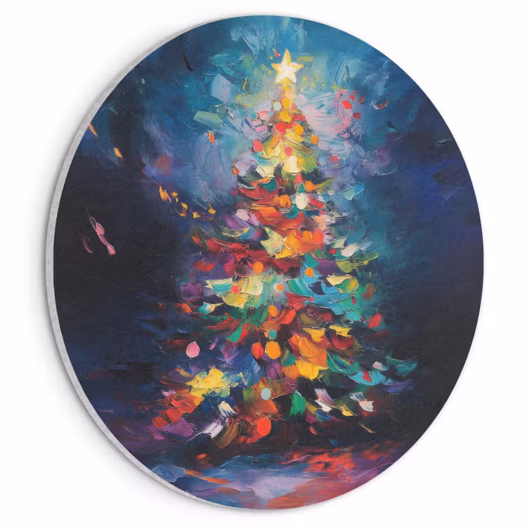 Akoestisch schilderij rond - Kerstboom - Kerst - Abstract - Kleurrijk — 1