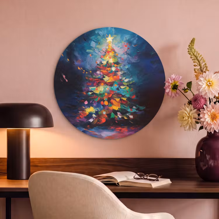 Akoestisch schilderij rond - Kerstboom - Kerst - Abstract - Kleurrijk — 2