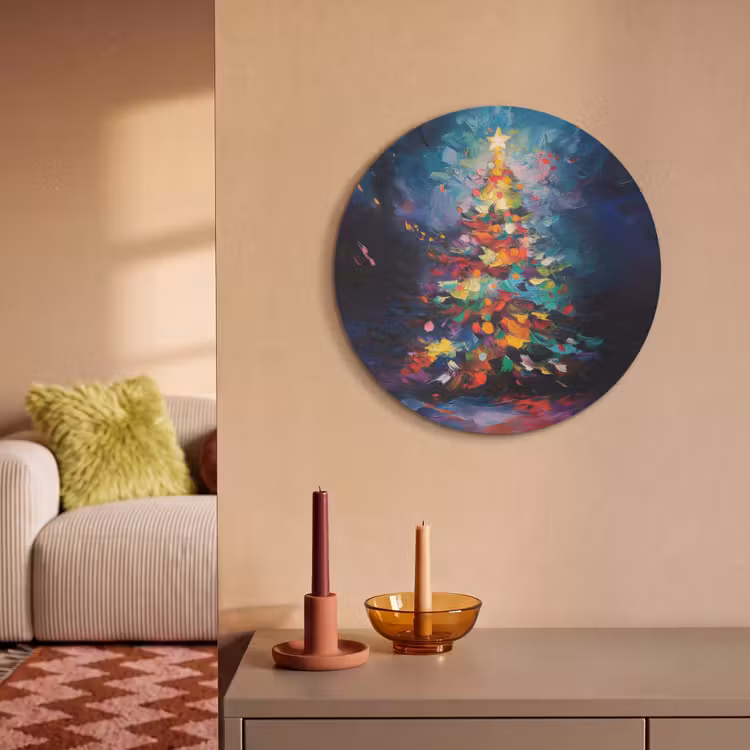Akoestisch schilderij rond - Kerstboom - Kerst - Abstract - Kleurrijk — 3