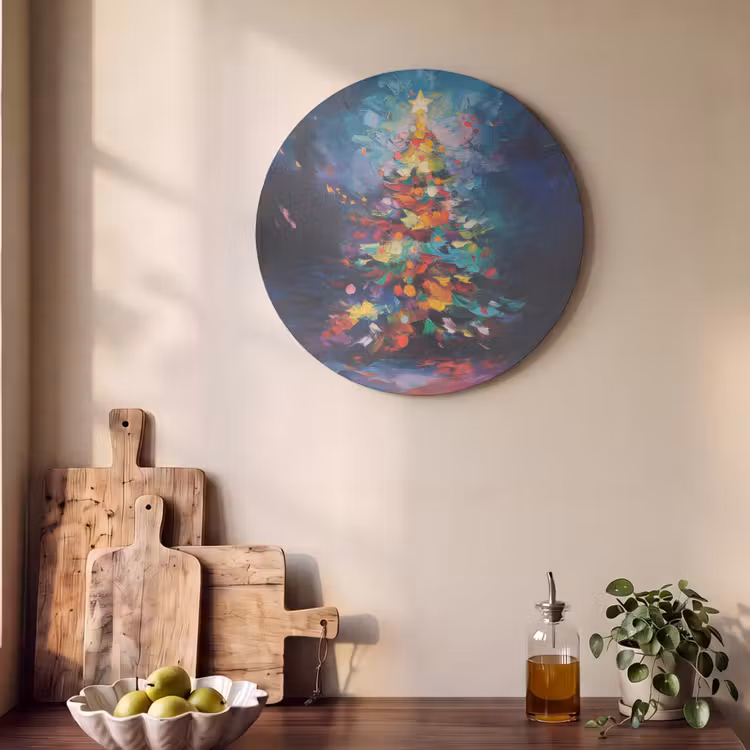 Akoestisch schilderij rond - Kerstboom - Kerst - Abstract - Kleurrijk — 4