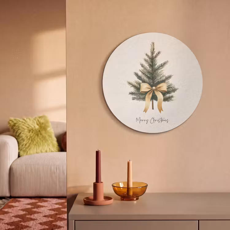 Akoestisch schilderij rond - Kerstboom - Kerst - Merry Christmas - Beige — 3