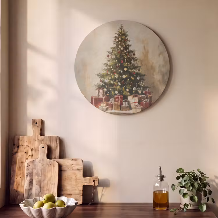 Akoestisch schilderij rond - Kerstboom - Versierd - Kleurrijk — 4