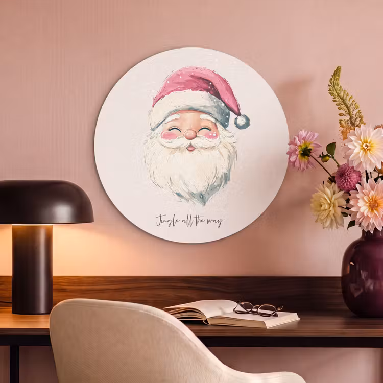 Akoestisch schilderij rond - Kerstman - Kerst - Quote - Beige — 2