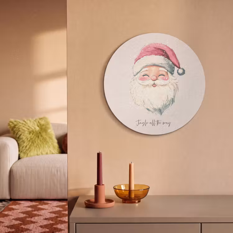 Akoestisch schilderij rond - Kerstman - Kerst - Quote - Beige — 3