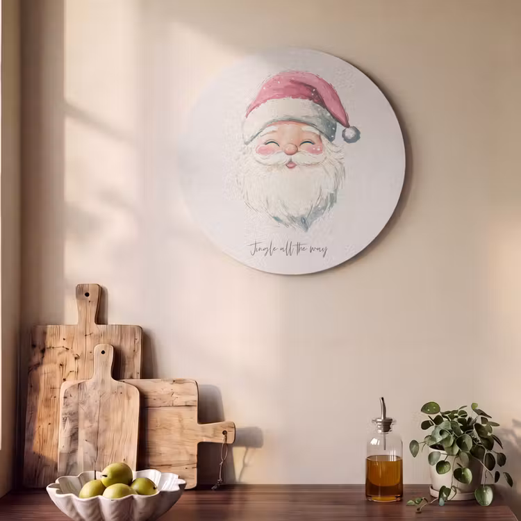 Akoestisch schilderij rond - Kerstman - Kerst - Quote - Beige — 4