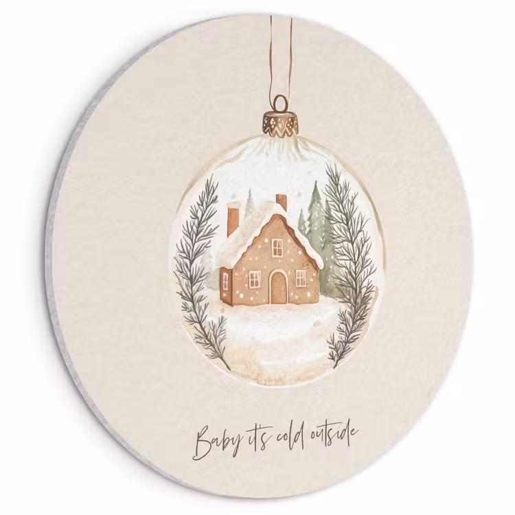 Akoestisch schilderij rond - Quote - Winter - Kerst - Beige - Kerstbal — 1