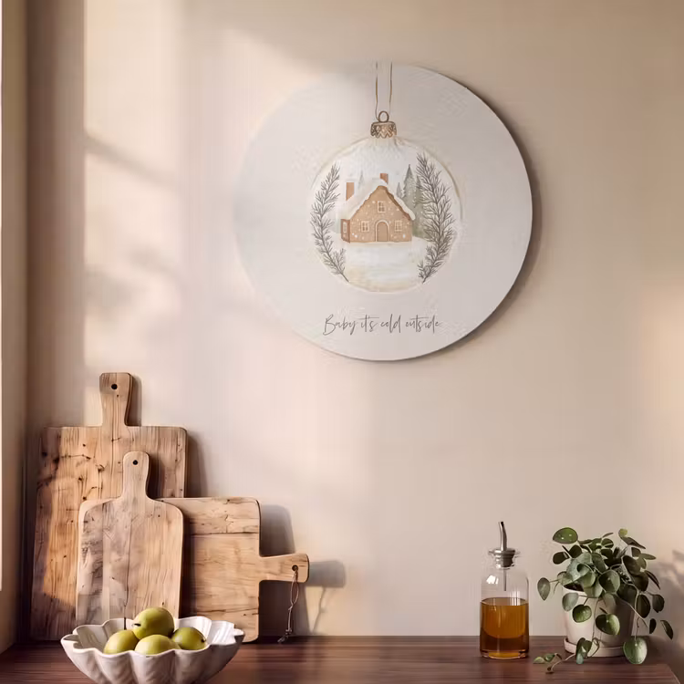 Akoestisch schilderij rond - Quote - Winter - Kerst - Beige - Kerstbal — 4