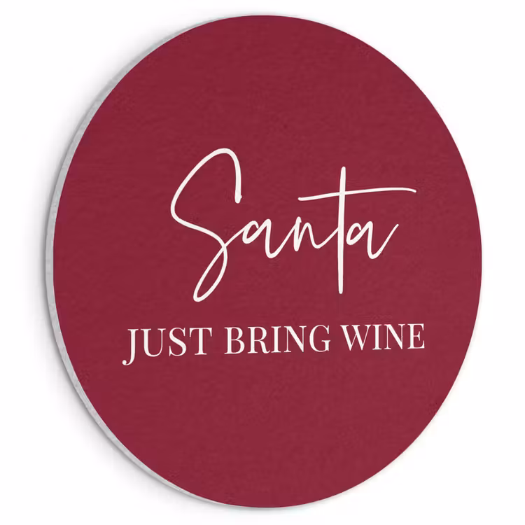 Akoestisch schilderij rond - Santa - Wine - Rood - Kerst - Kerstman — 1