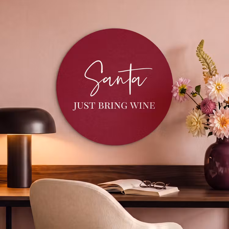 Akoestisch schilderij rond - Santa - Wine - Rood - Kerst - Kerstman — 2