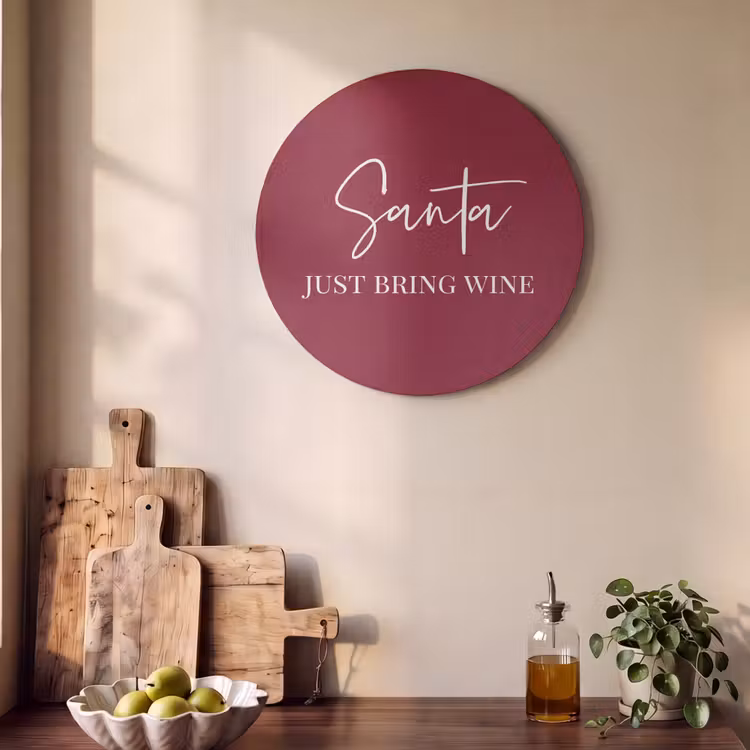 Akoestisch schilderij rond - Santa - Wine - Rood - Kerst - Kerstman — 4