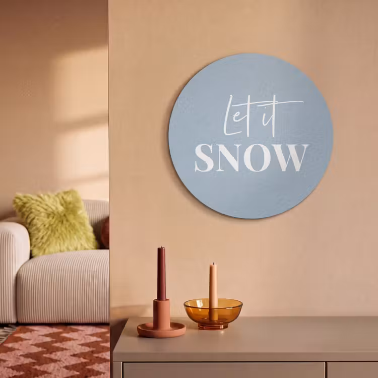 Akoestisch schilderij rond - Sneeuw - Winter - Blauw - Let it snow — 3