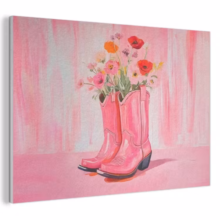 Akoestisch schilderij - Roze - Bloemen - Cowboy — 1