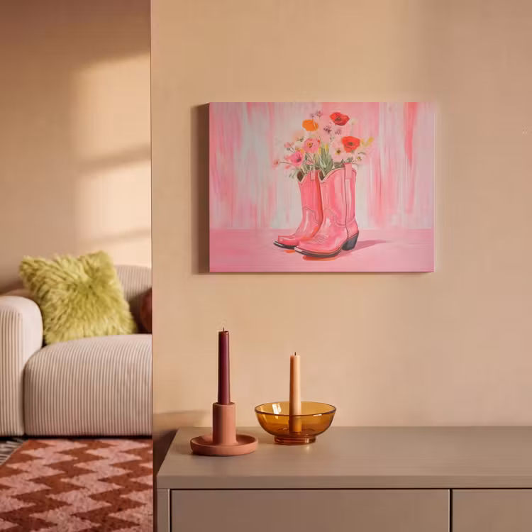 Akoestisch schilderij - Roze - Bloemen - Cowboy — 2