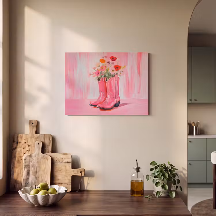 Akoestisch schilderij - Roze - Bloemen - Cowboy — 3