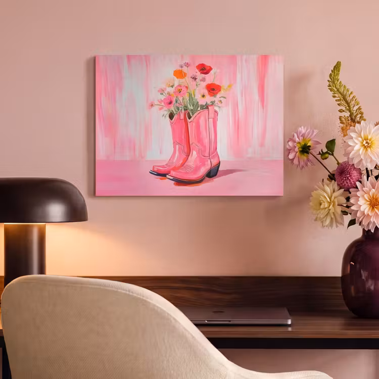 Akoestisch schilderij - Roze - Bloemen - Cowboy — 4