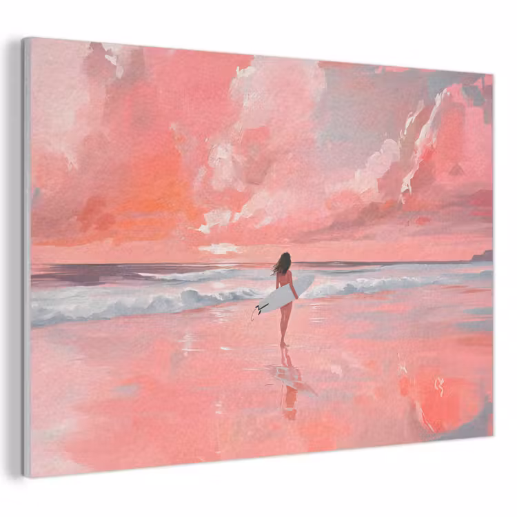 Akoestisch schilderij - Roze - Surfen - Zee — 1