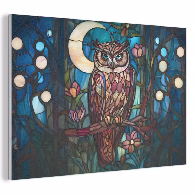 Akoestisch schilderij - Uil - Mozaïek - Maan - Nacht — 1