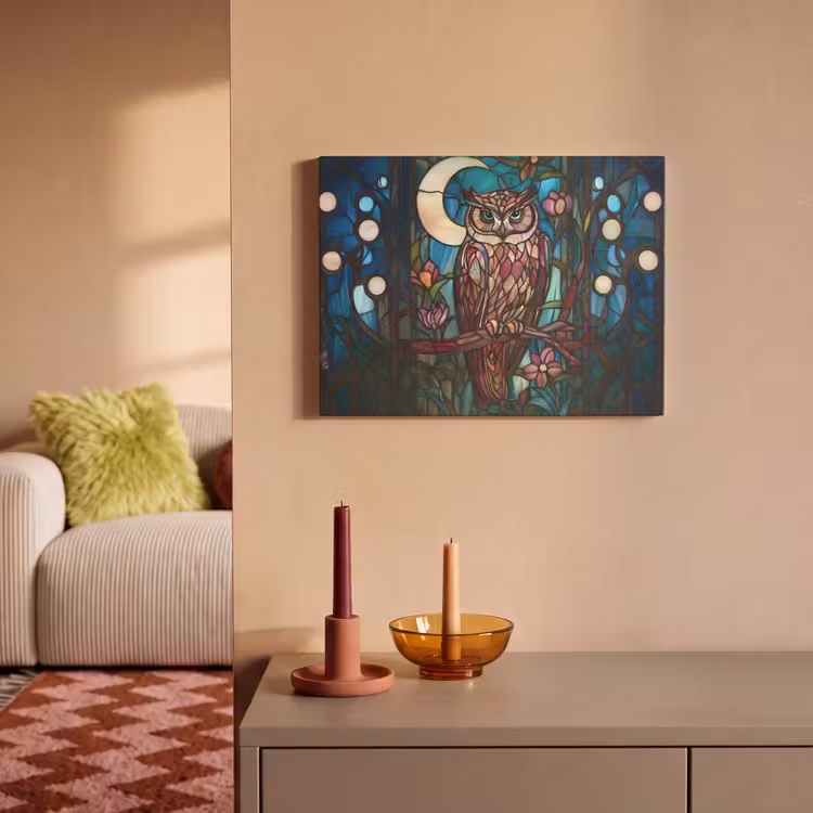 Akoestisch schilderij - Uil - Mozaïek - Maan - Nacht — 2