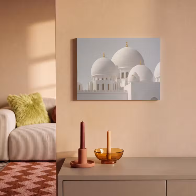 Akoestisch schilderij - Witte koepels - Helderblauwe lucht - Islamitisch — 2
