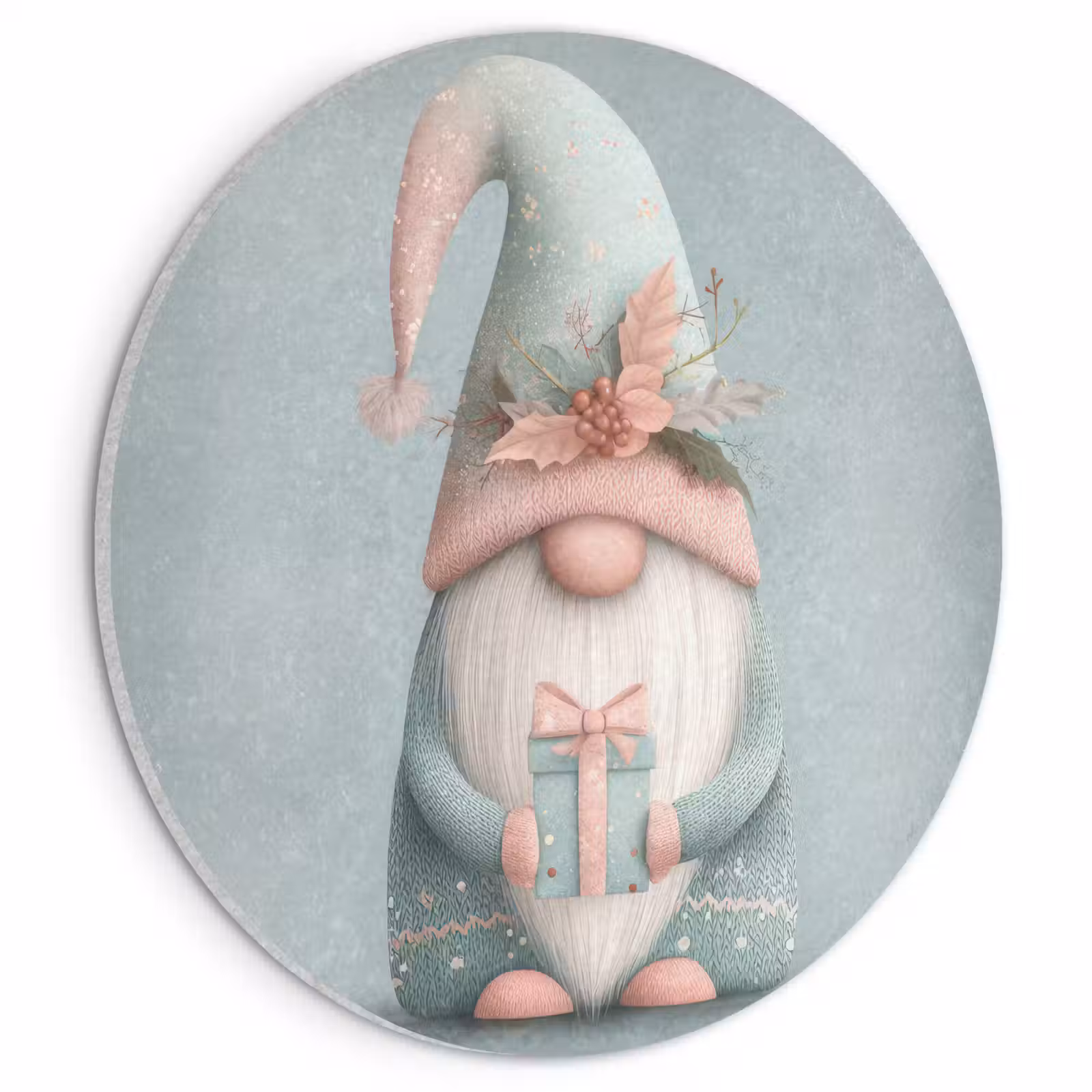 Akoestisch schilderij rond - Kerstgnome - Cadeau - Groen — 1