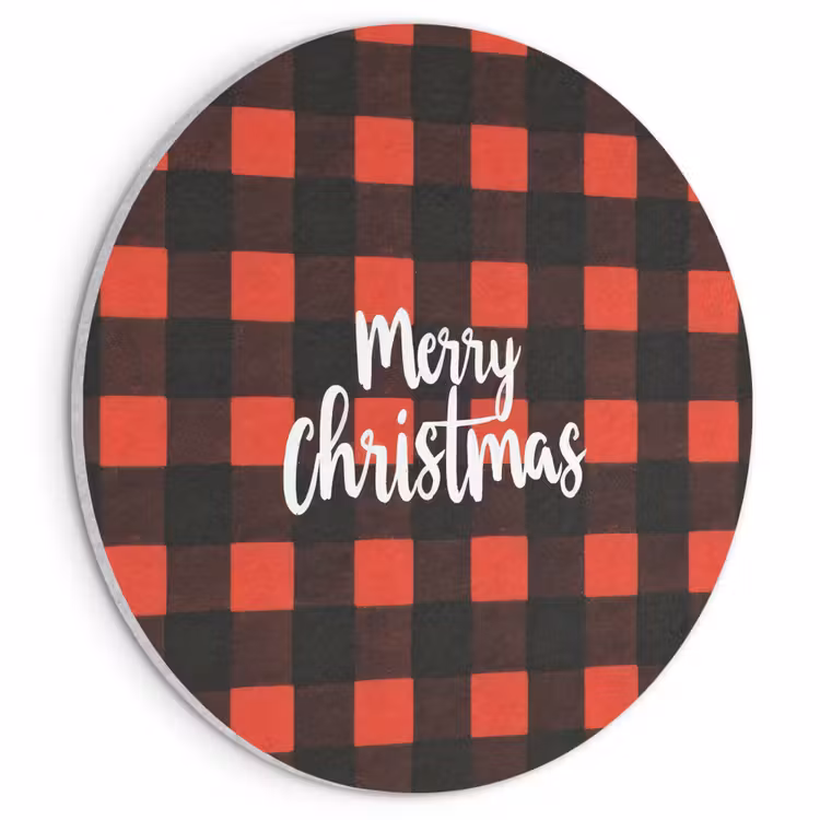 Akoestisch schilderij rond - Geruit - Rood - Tekst - Christmas — 1