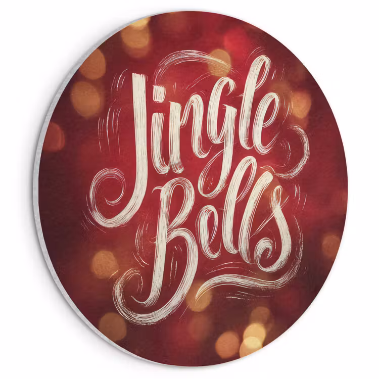 Akoestisch schilderij rond - Jingle - Bells - Kerst - Rood — 1