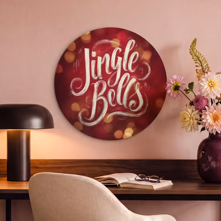 Akoestisch schilderij rond - Jingle - Bells - Kerst - Rood — 2