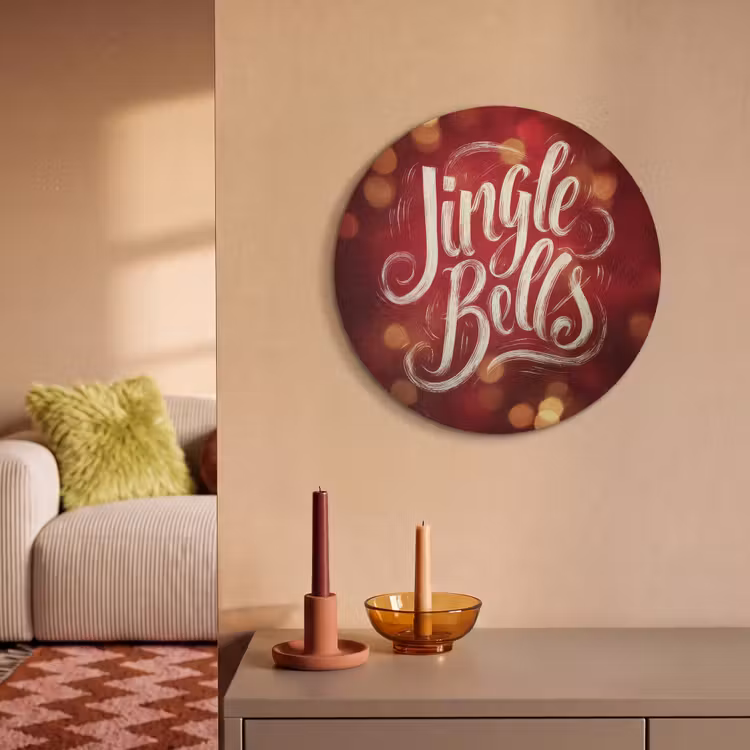 Akoestisch schilderij rond - Jingle - Bells - Kerst - Rood — 3