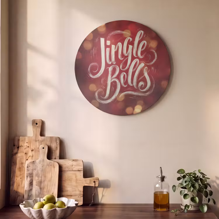 Akoestisch schilderij rond - Jingle - Bells - Kerst - Rood — 4