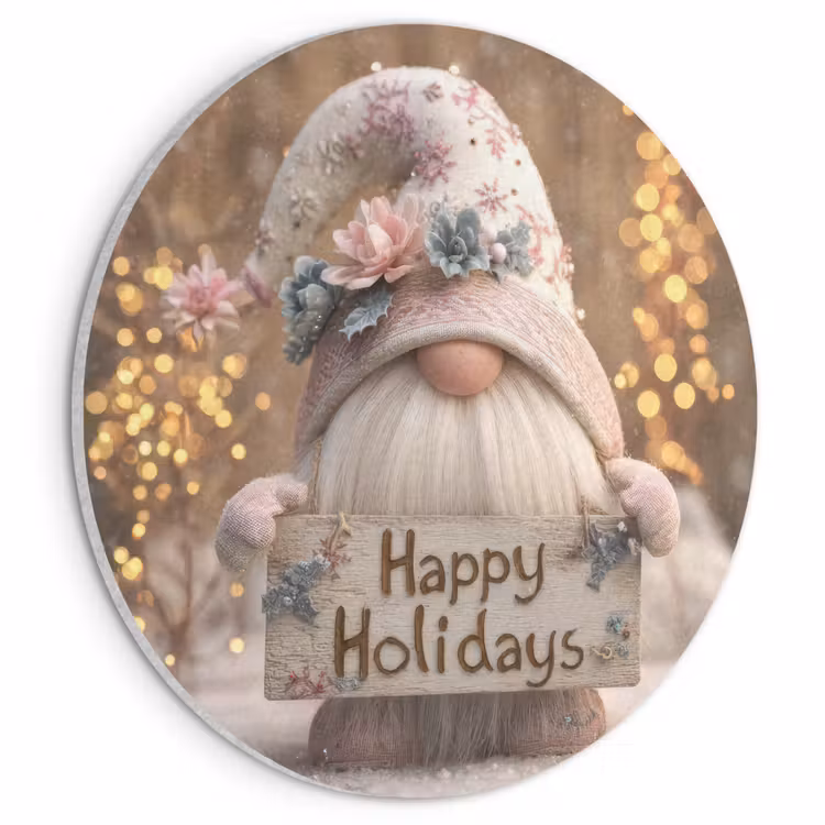 Akoestisch schilderij rond - Kerst - Gnome - Bord - Kleurrijk — 1