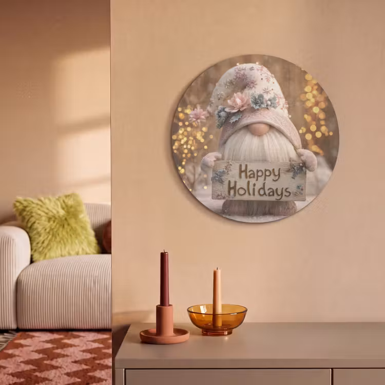 Akoestisch schilderij rond - Kerst - Gnome - Bord - Kleurrijk — 3