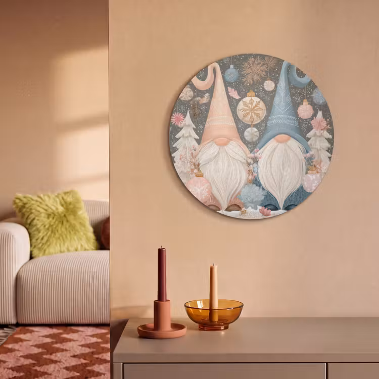 Akoestisch schilderij rond - Kerst - Gnomen - Pastel — 3