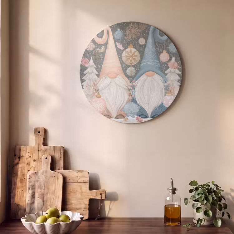 Akoestisch schilderij rond - Kerst - Gnomen - Pastel — 4