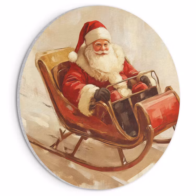 Akoestisch schilderij rond - Kerst - Slee - Kerstman — 1