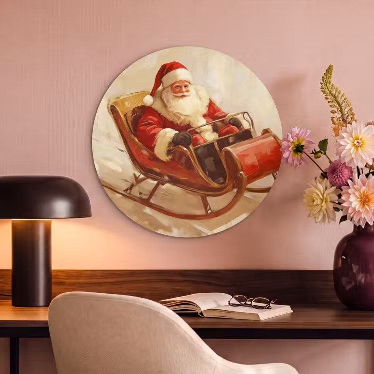 Akoestisch schilderij rond - Kerst - Slee - Kerstman — 2