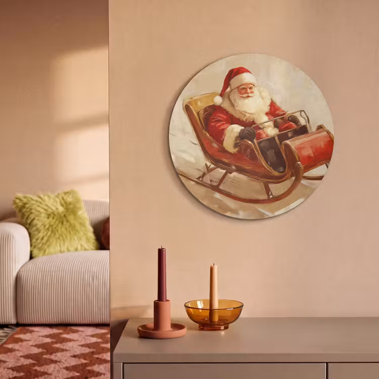 Akoestisch schilderij rond - Kerst - Slee - Kerstman — 3