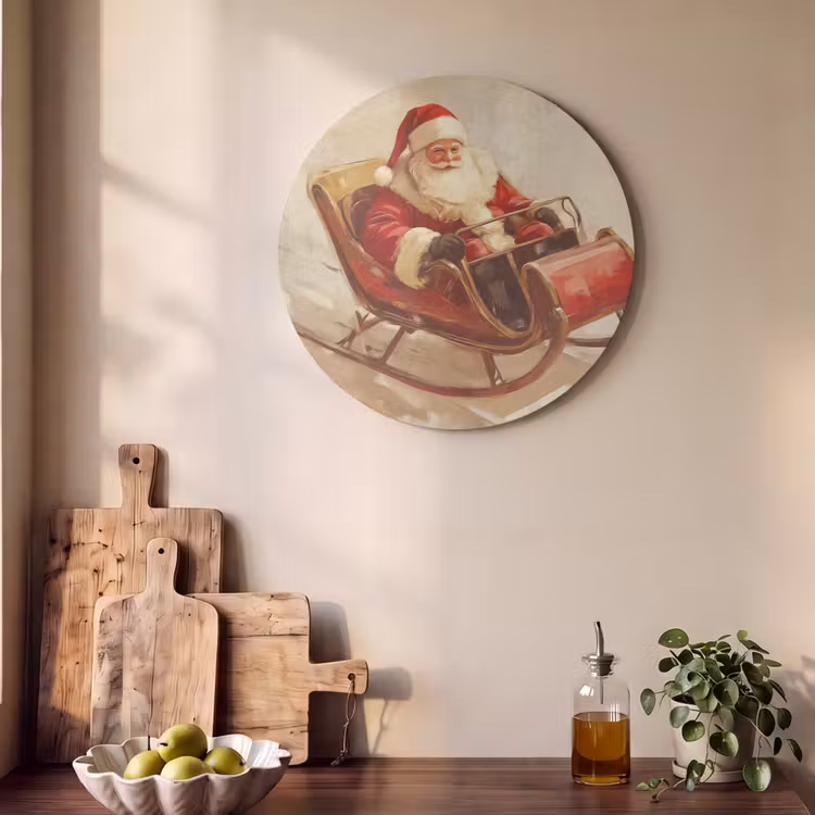 Akoestisch schilderij rond - Kerst - Slee - Kerstman — 4
