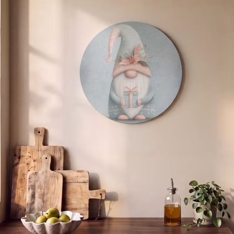 Akoestisch schilderij rond - Kerstgnome - Cadeau - Groen — 4