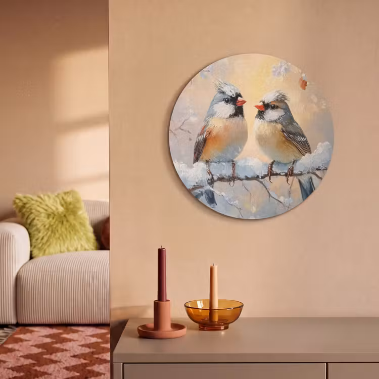 Akoestisch schilderij rond - Vogels - Tak - Winter - Sneeuw — 3