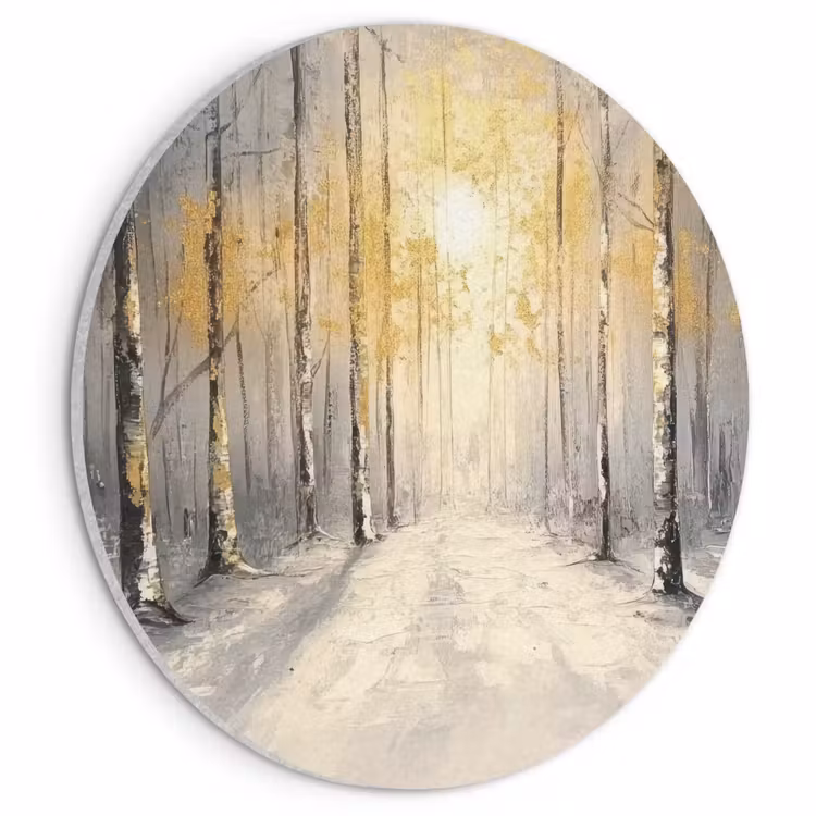 Akoestisch schilderij rond - Winter - Abstract - Sneeuw - Natuur - Zon — 1