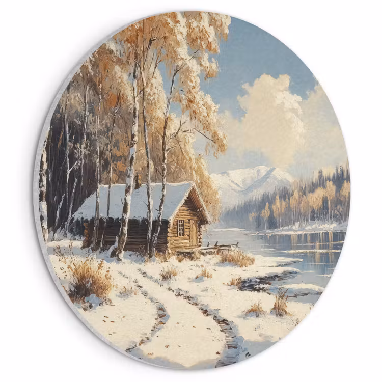 Akoestisch schilderij rond - Winter - Sneeuw - Huis - Natuur — 1