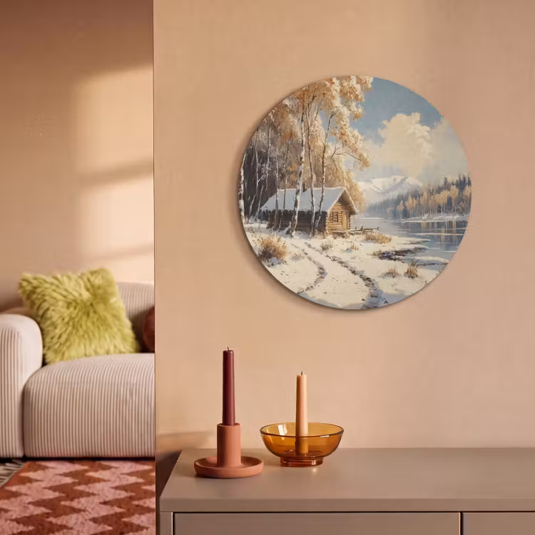 Akoestisch schilderij rond - Winter - Sneeuw - Huis - Natuur — 3